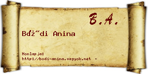 Bódi Anina névjegykártya
